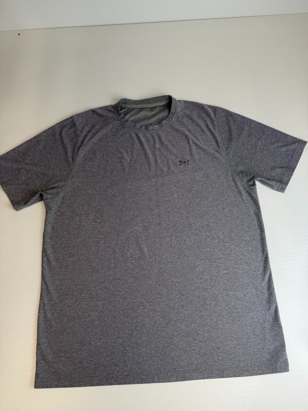 Under Armour Shirt Men Large Heat Gear Short Sleeve Gray Logo Train Run Gym Go